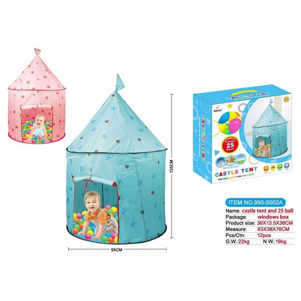 公主城堡游戏帐篷，儿童可折叠游戏帐篷屋玩具，适合室内和室外使用-蓝色(周末不发货，谨慎下单）(temu禁售)-3