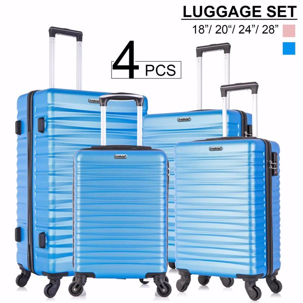  四件套拉杆箱  ABS轻便硬壳行李箱 TSA海关锁 蓝色-21