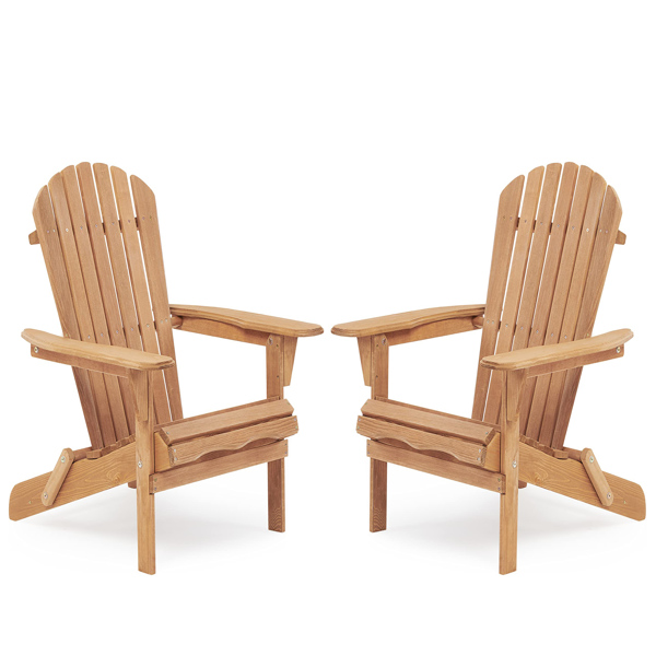 木制户外折叠椅子一套2张木制休闲椅，用于花园、花园、草坪、后院、甲板、池边、消防坑、半组装、，-1