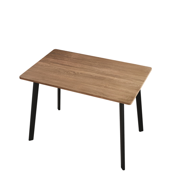 现代五件套餐桌，配有4把餐椅，黑色框架+棕色橡木板表面-13