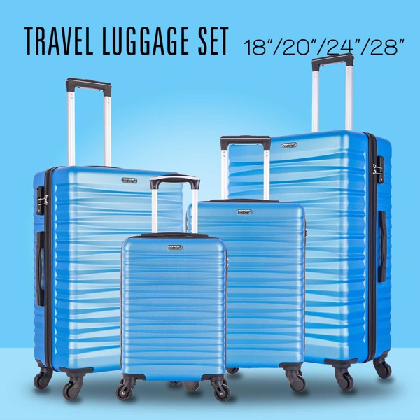  四件套拉杆箱  ABS轻便硬壳行李箱 TSA海关锁 蓝色-19