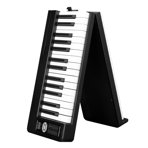  便携式可折叠 61键半重锤键盘 黑色 电钢琴-2