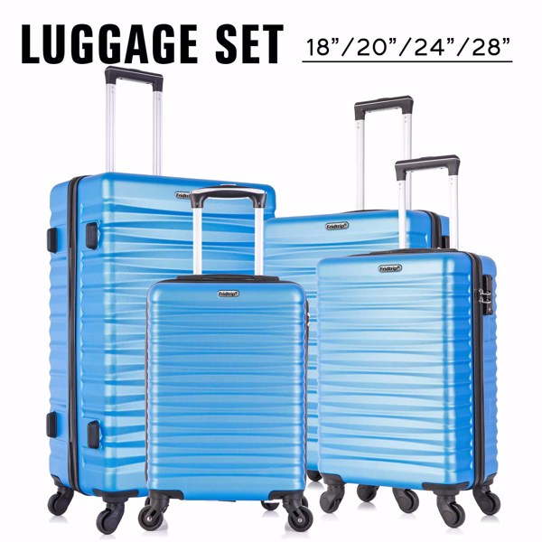  四件套拉杆箱  ABS轻便硬壳行李箱 TSA海关锁 蓝色-23