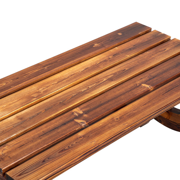  98*50*40cm 带木轮 木长凳 杉木 碳化色 N001-7