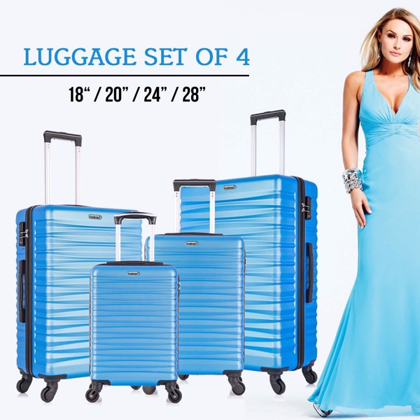  四件套拉杆箱  ABS轻便硬壳行李箱 TSA海关锁 蓝色-7