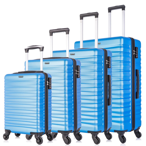  四件套拉杆箱  ABS轻便硬壳行李箱 TSA海关锁 蓝色-2