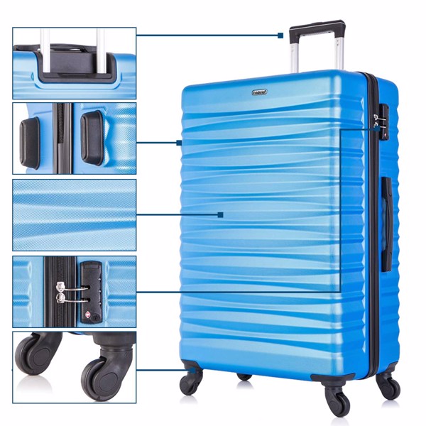  四件套拉杆箱  ABS轻便硬壳行李箱 TSA海关锁 蓝色-3