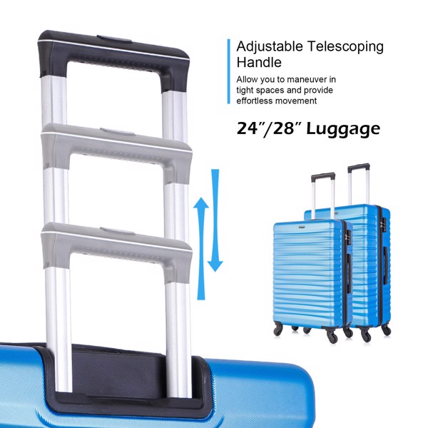  四件套拉杆箱  ABS轻便硬壳行李箱 TSA海关锁 蓝色-15