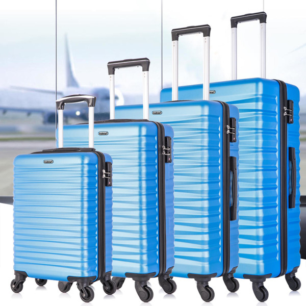  四件套拉杆箱  ABS轻便硬壳行李箱 TSA海关锁 蓝色-4