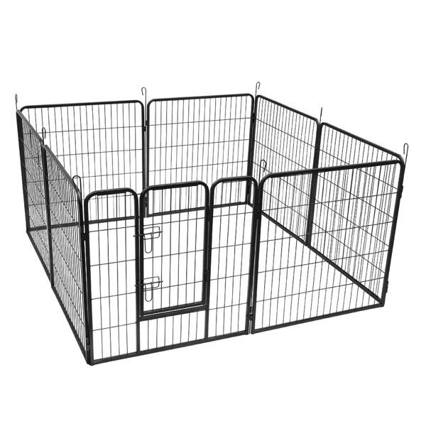  黑色 铁管 方管 40“ 游戏区8片 宠物围栏 可折叠 可开门-5