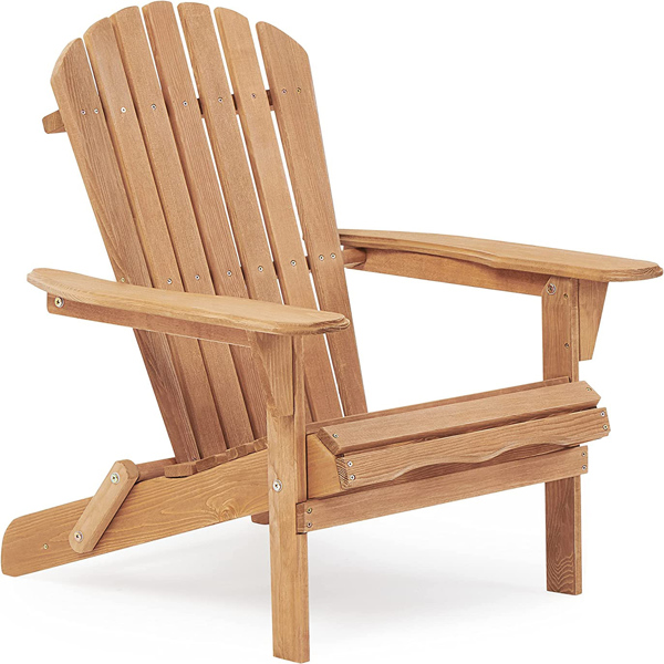 木制户外折叠椅子一套2张木制休闲椅，用于花园、花园、草坪、后院、甲板、池边、消防坑、半组装、，-2