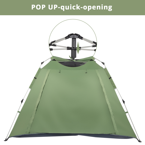  四人家庭帐篷 绿色 弹簧速开 露营帐篷 240*240*150cm N001-29