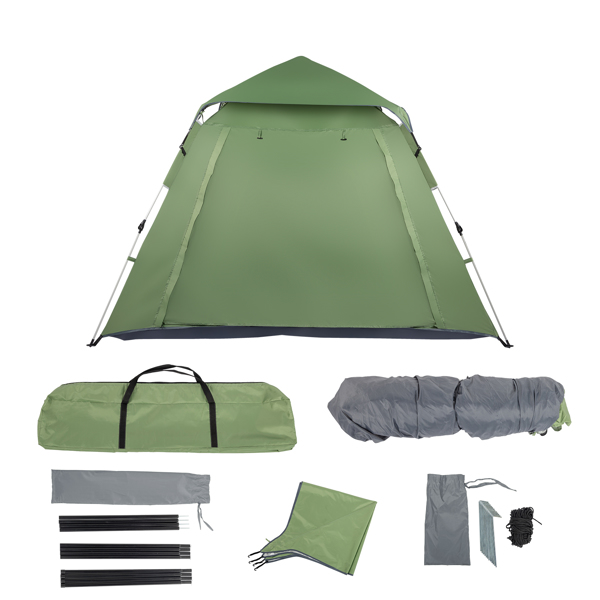  四人家庭帐篷 绿色 弹簧速开 露营帐篷 240*240*150cm N001-11