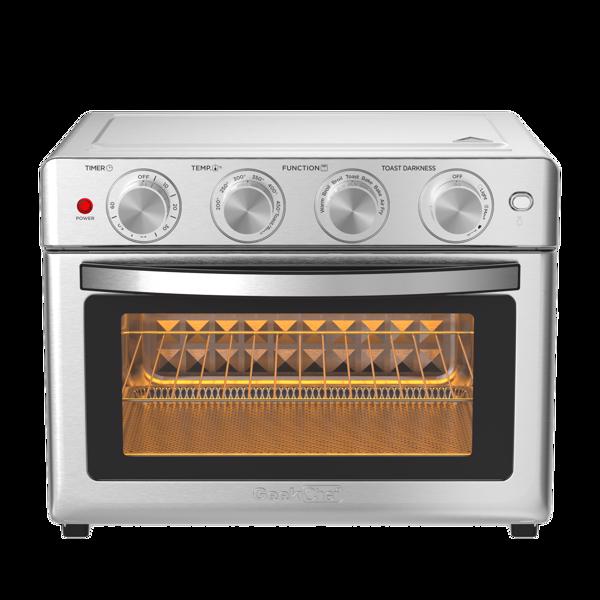 【周末无法发货，谨慎下单】Geek Chef空气炸锅，6片26QT/26L空气炸锅无油，超大烤面包机烤箱组合，空气炸锅烤箱，烘烤，烘烤，再加热，对流台面烤箱，包括配件，不锈钢-3
