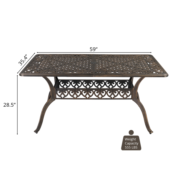  桌面拼接 59in 庭院铸铝桌 古铜色 N001 不包含椅子-42