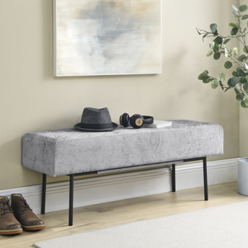 当代风格卧室雪尼尔软椅，灰色，（45英寸x13英寸x 17英寸）