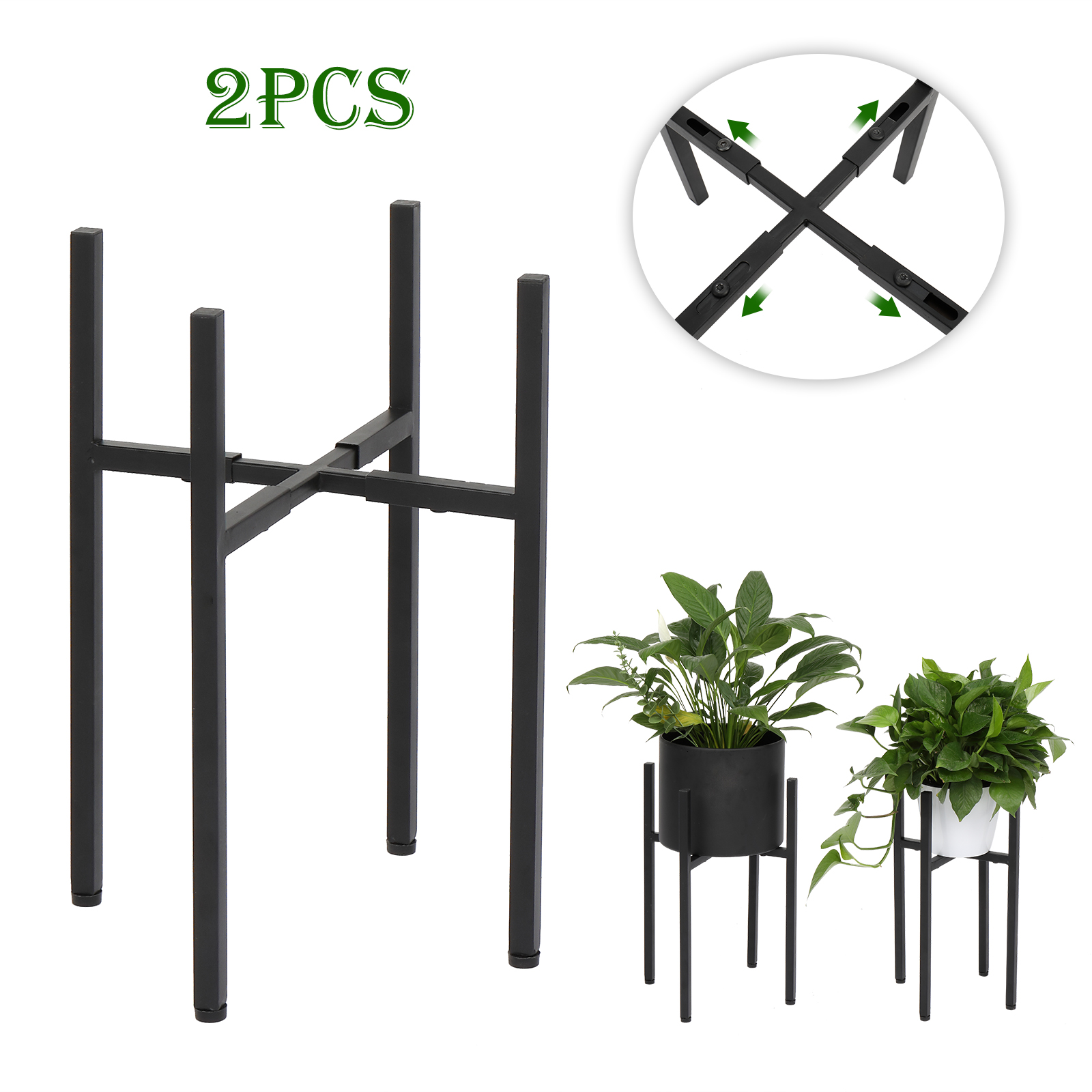 2 Pack Metal Plant Stand Indoor Black