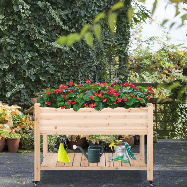 116 * 57 * 82cm  Chinese Fir High Foot Type With Wheel Wood Planting Frame Log Color-12