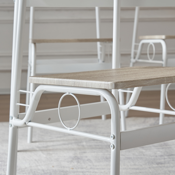  拆装 1桌4椅  长方形 隔层 P2板 铁 白胡桃色 餐桌椅套装 N101-33