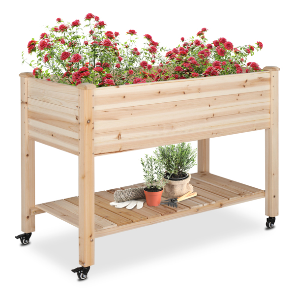 116 * 57 * 82cm  Chinese Fir High Foot Type With Wheel Wood Planting Frame Log Color-11