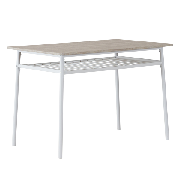  拆装 1桌4椅  长方形 隔层 P2板 铁 白胡桃色 餐桌椅套装 N101-17