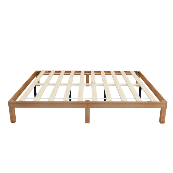 大号木质平台床架，无需盒形弹簧，坚固的木板支撑，易于组装-2