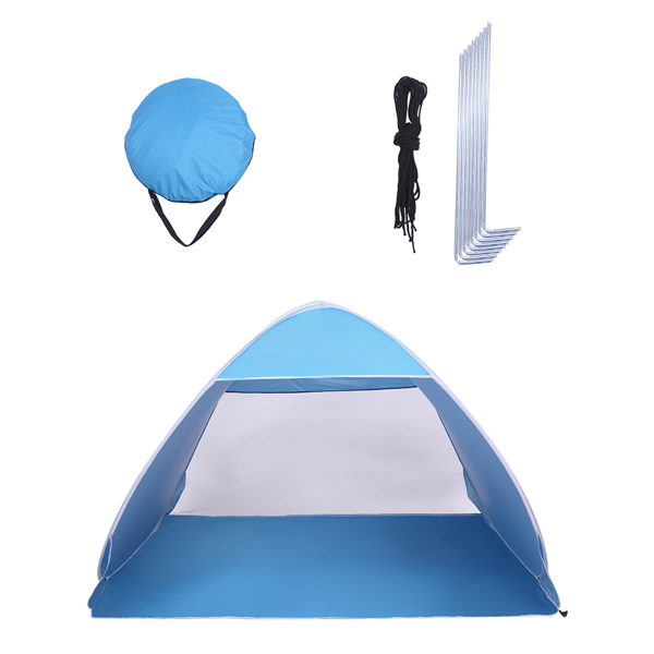  蓝色 便携 露营帐篷 银胶布 玻璃纤维杆 200*150*130cm N001-4