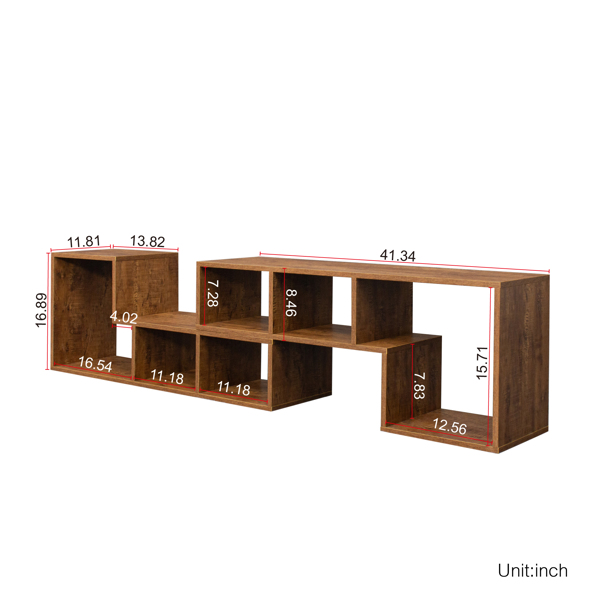 双L形电视架，展示架，家庭家具书柜，胡桃木-12