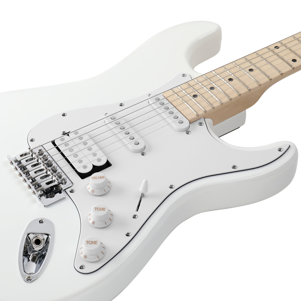 【AM不售卖】Glarry GST 单-单-双拾音器 枫木指板 白色-白护板 ST电吉他+音箱套装-14
