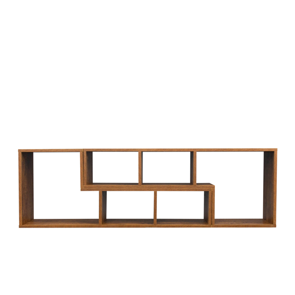 双L形电视架，展示架，家庭家具书柜，胡桃木-5
