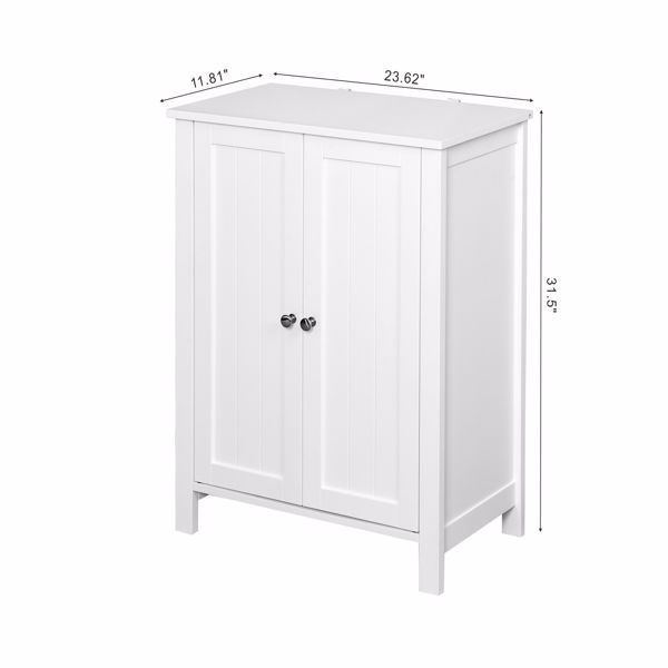 浴室地板储物柜，带双门可调搁板，白色-6