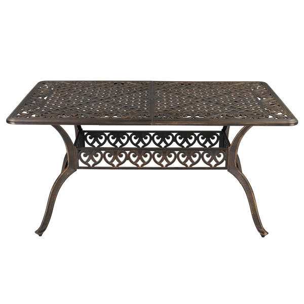  桌面拼接 59in 庭院铸铝桌 古铜色 N001 不包含椅子-1