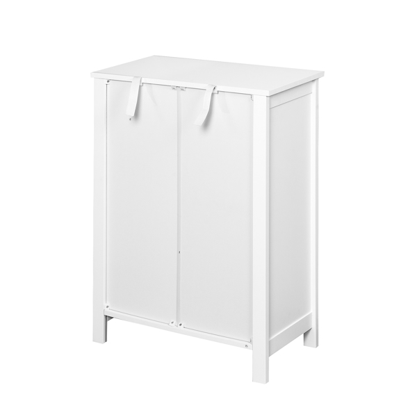 浴室地板储物柜，带双门可调搁板，白色-5