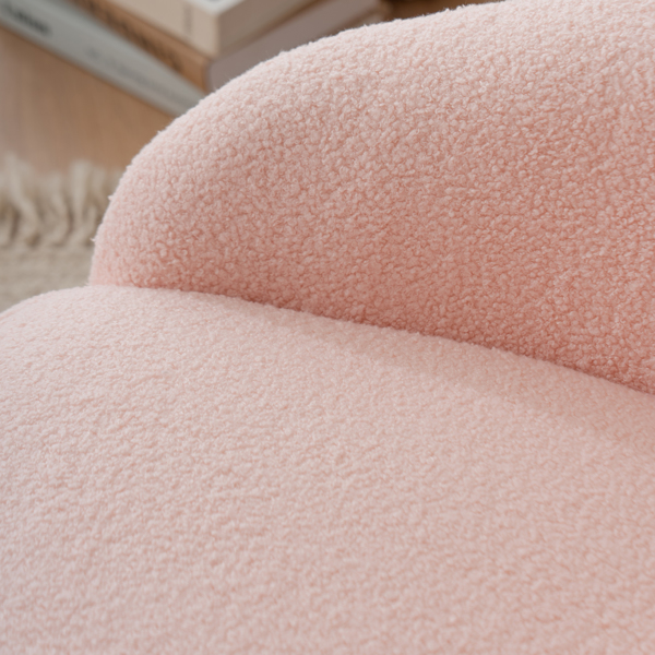  实木框架 带脚蹬 泰迪绒 镀金脚 80*74*65cm 粉色 室内圈椅 N101-23