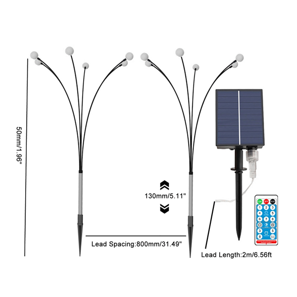 (带电)LED圆球1.2W太阳能遥控草坪灯（电显/USB充电/8模式） 暖白 一拖二-3