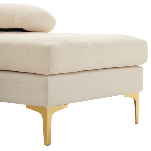 U型 软包扶手 靠背座包拉点 室内组合沙发 木架 铁框 金色脚 米白色-20