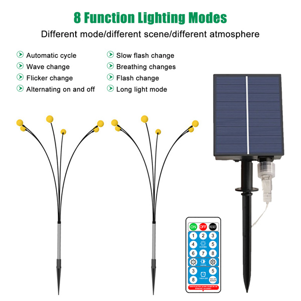 (带电)LED圆球1.2W太阳能遥控草坪灯（电显/USB充电/8模式） 暖白 一拖二-2