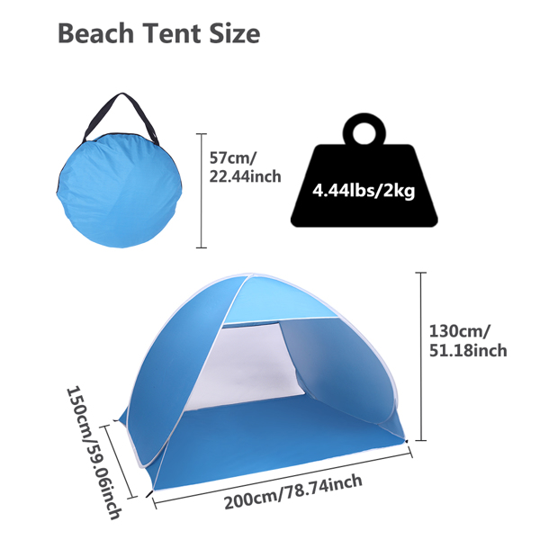  蓝色 便携 露营帐篷 银胶布 玻璃纤维杆 200*150*130cm N001-1