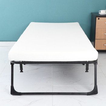 折叠床含记忆棉床垫，折叠式客房床，不需要组装，74.8“x 31.4”，白色