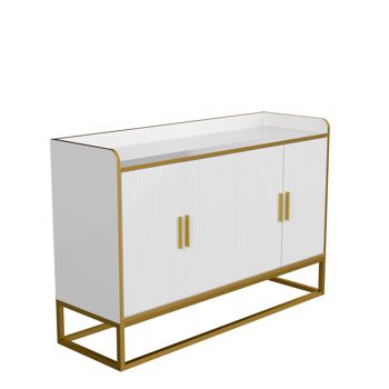 现代厨房自助餐储藏柜橱柜白色光泽，带金属腿，适用于客厅厨房