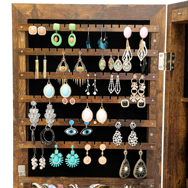 时尚简约的珠宝收纳镜柜，带LED灯，可挂在门或墙上-9