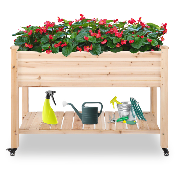 116 * 57 * 82cm  Chinese Fir High Foot Type With Wheel Wood Planting Frame Log Color-10
