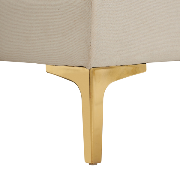 U型 软包扶手 靠背座包拉点 室内组合沙发 木架 铁框 金色脚 米白色-13