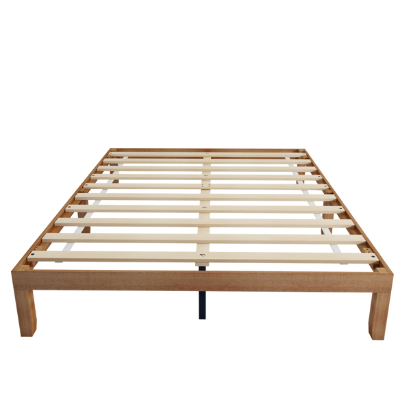 大号木质平台床架，无需盒形弹簧，坚固的木板支撑，易于组装-8