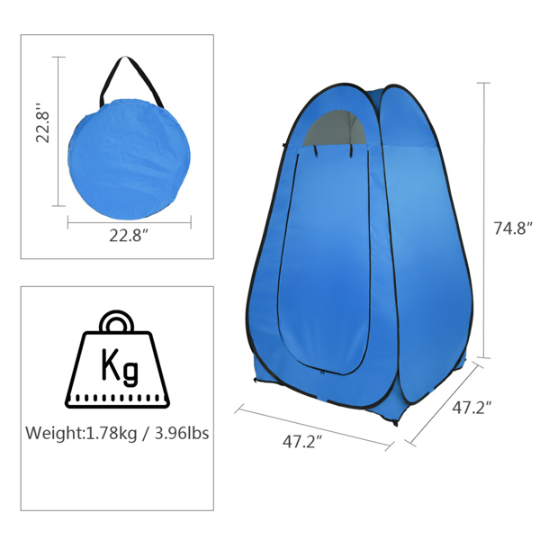  蓝色 便携 更衣帐篷 钢丝 银胶布 120*120*190cm N001-6