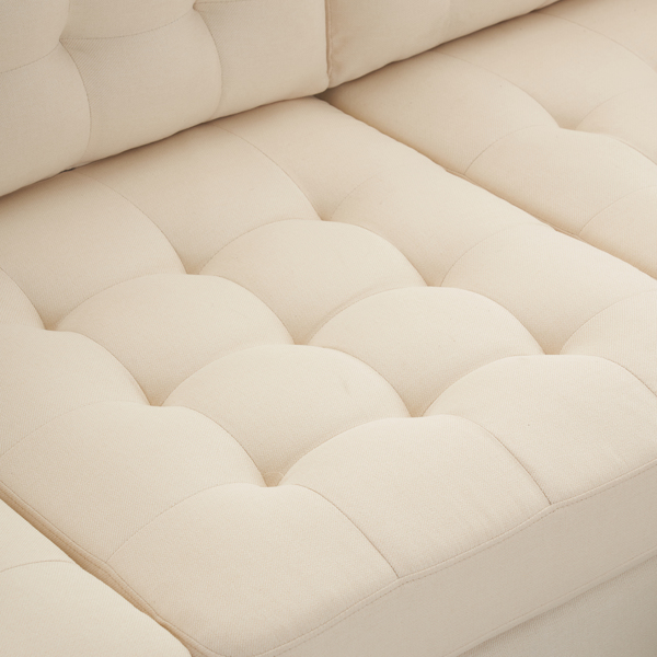 U型 软包扶手 靠背座包拉点 室内组合沙发 木架 铁框 金色脚 米白色-18