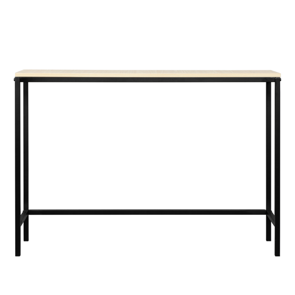  单层简单款式 玄关桌 密度板 铁框架 105*30*71cm 浅胡桃色板材 黑色框架 N001 门庭置物-3