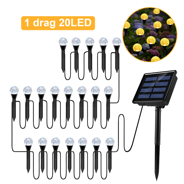 (带电)LED太阳能庭院气泡球灯串插地草坪灯（带说明书）1拖20 暖白-1