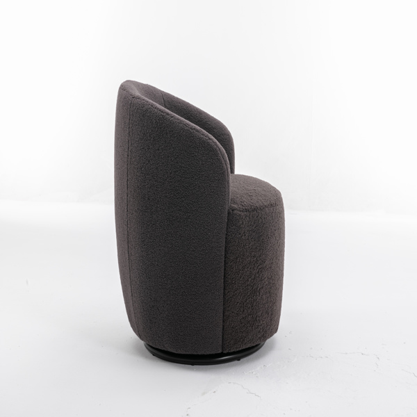 泰迪织物旋转扶手椅桶椅黑色粉末涂层金属环深灰色椅子-2