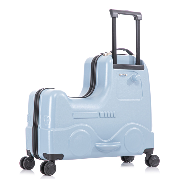 22英寸儿童乘坐行李箱儿童手推车行李随身行李万向轮\锁\安全带\伸缩拉杆 蓝色-2